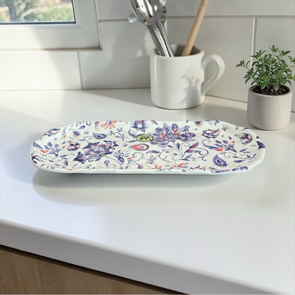 Michel Design Works Melamine Tray Serving Platter Paisley Indigo